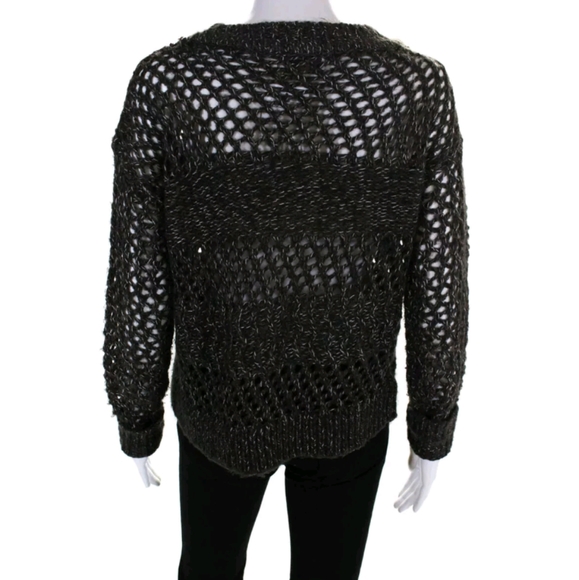 RD STYLE ROUND NECK SWEATER GRAY OPEN KNIT small p - Picture 3 of 4